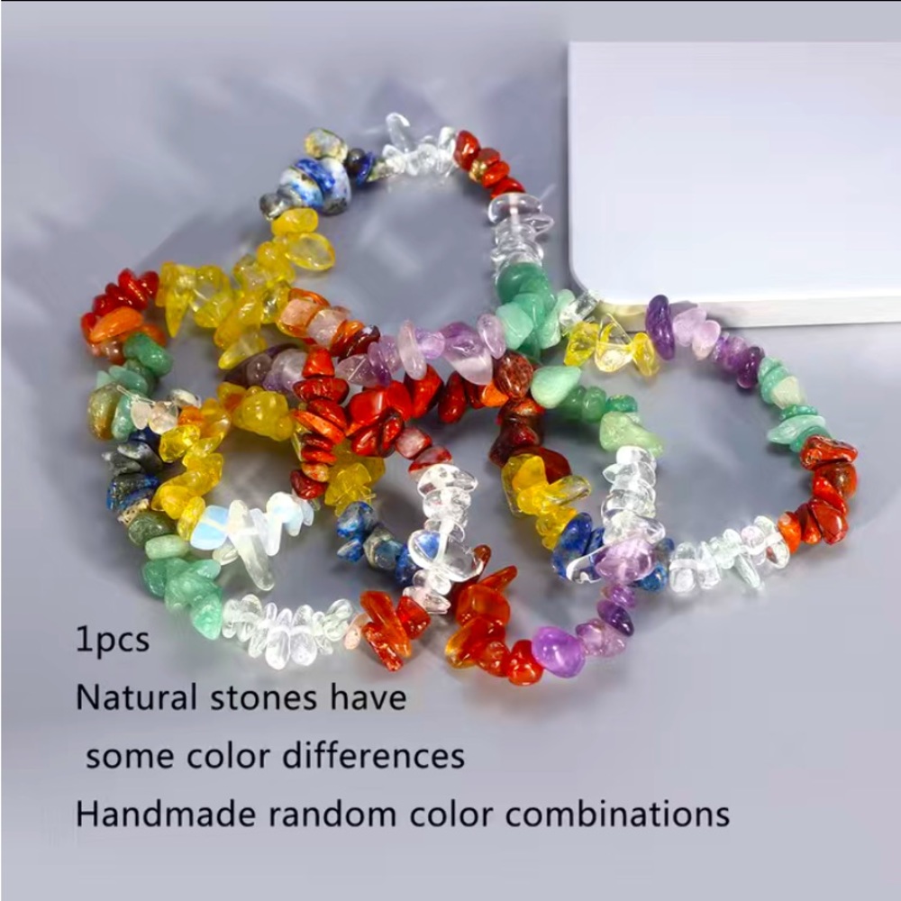 One hand beaded multi gemstone chakra bracelet